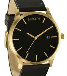 Watches Gold Case with Black Leather Strap 2